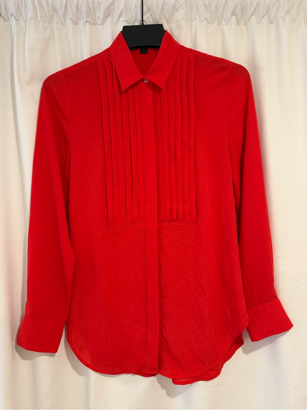 J. Crew Red Pleated Front Women's Blouse